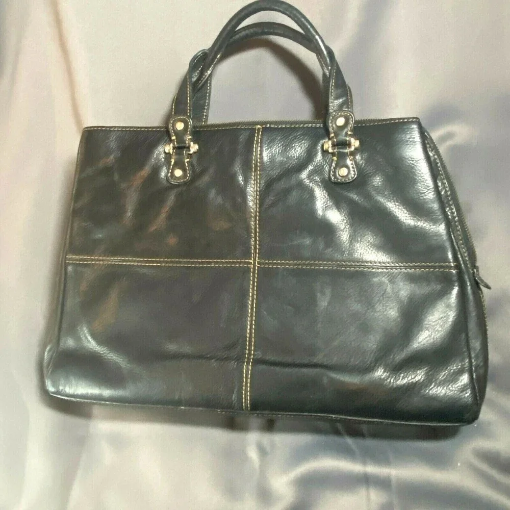 Liz Claiborne Business Class Brown Leather Brief Case Tote Bag
